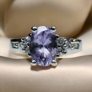 14k Gold -Natural Tanzanite Diamond Ring -Size 4.25- 1 Carat T.W. Oval Cut -3g